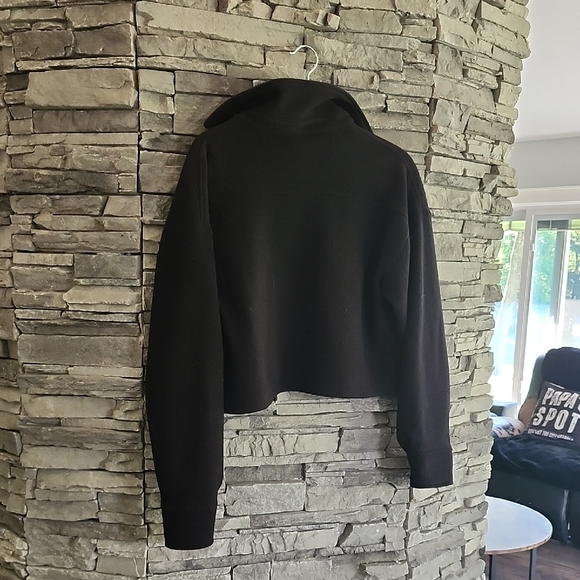 Black Cropped Button Up Sweater - Picture 2 of 2